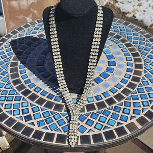 Vintage Rau Skikits Silvertone Rhinestone 3 Stranded Adjustable Belt